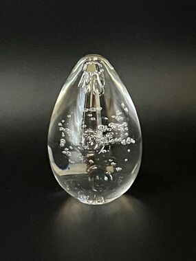 KONST GLASHYTTAN URSHULT SWEDEN ART GLASS CONTROLLED BUBBLE PAPERWEIGHT EGG
